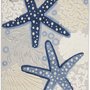 3' X 4' Blue And Grey Animal Print Non Skid Indoor Outdoor Area Rug