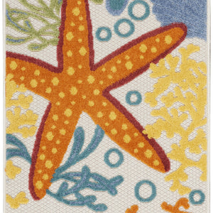 2' X 6' Yellow And Teal Animal Print Non Skid Indoor Outdoor Runner Rug