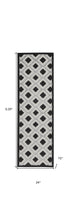 2' X 6' Black And White Gingham Non Skid Indoor Outdoor Runner Rug