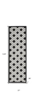 Black And White Gingham Non Skid Indoor Outdoor Runner Rug - 2' X 8'