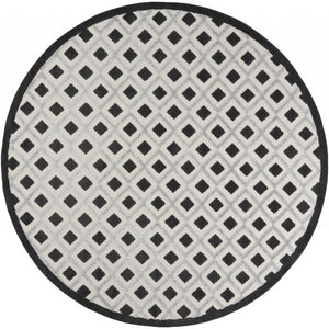 Black And White Round Gingham Non Skid Indoor Outdoor Area Rug - 8' x 8'