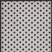 9' X 12' Black And White Gingham Non Skid Indoor Outdoor Area Rug