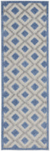 Blue And Grey Gingham Non Skid Indoor Outdoor Runner Rug - 2' X 6'