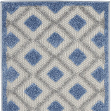 Blue And Grey Gingham Non Skid Indoor Outdoor Runner Rug - 2' X 8'