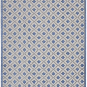 10' X 13' Blue And Grey Gingham Non Skid Indoor Outdoor Area Rug