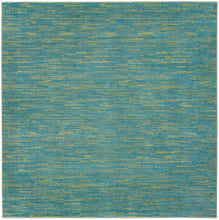 7' X 7' Blue And Green Square Striped Non Skid Indoor Outdoor Area Rug