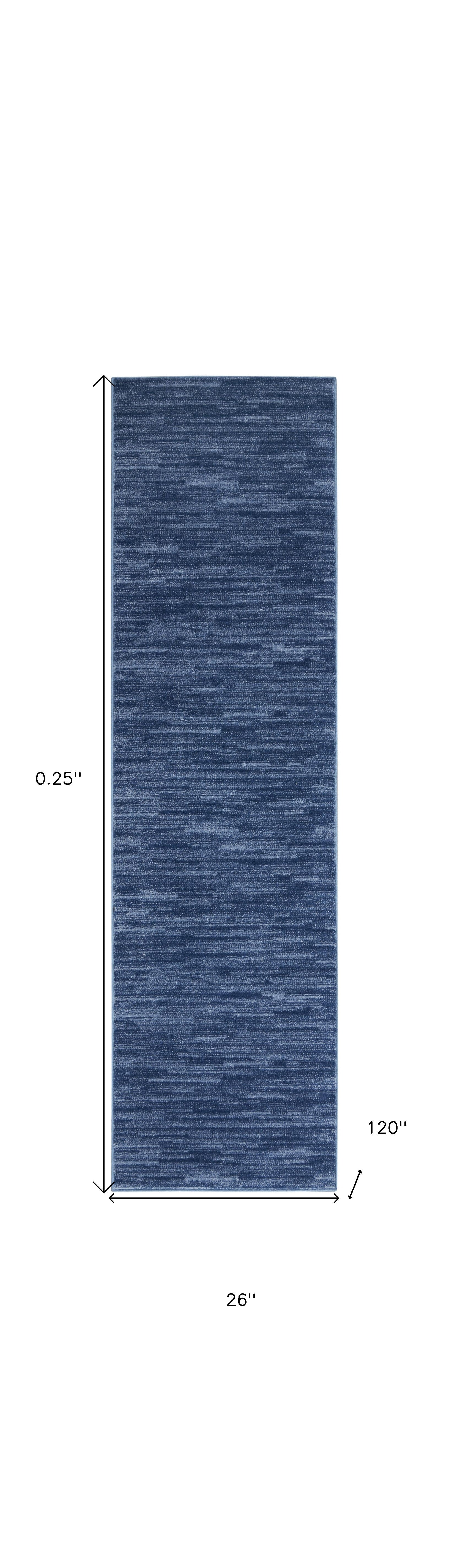 Navy Blue Non Skid Indoor Outdoor Runner Rug - 2' x 10'