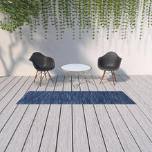 Navy Blue Non Skid Indoor Outdoor Runner Rug - 2' x 10'