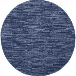 4' X 4' Navy Blue Round Non Skid Indoor Outdoor Area Rug