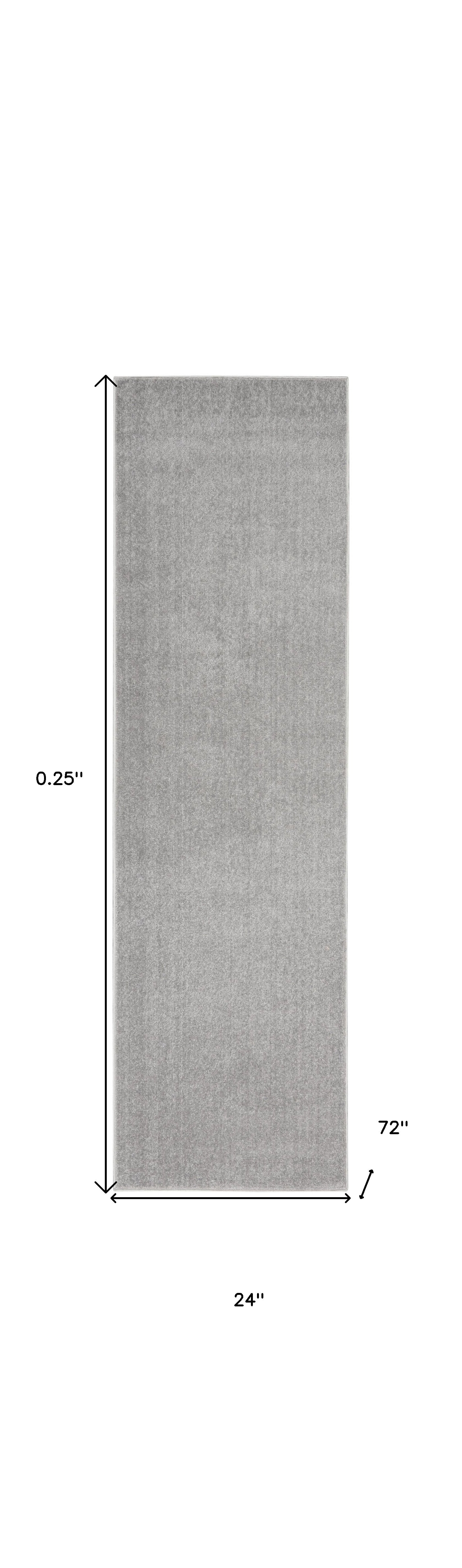 Silver Grey Non Skid Indoor Outdoor Runner Rug 2' X 6'