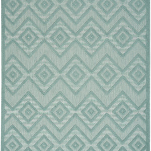 5' X 7' Aqua And Teal Argyle Indoor Outdoor Area Rug