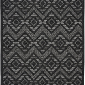 6' X 9' Charcoal Black Argyle Indoor Outdoor Area Rug