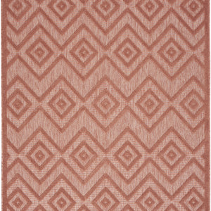 5' X 7' Coral Orange Argyle Indoor Outdoor Area Rug