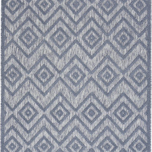 5' X 7' Denim Blue Argyle Indoor Outdoor Area Rug