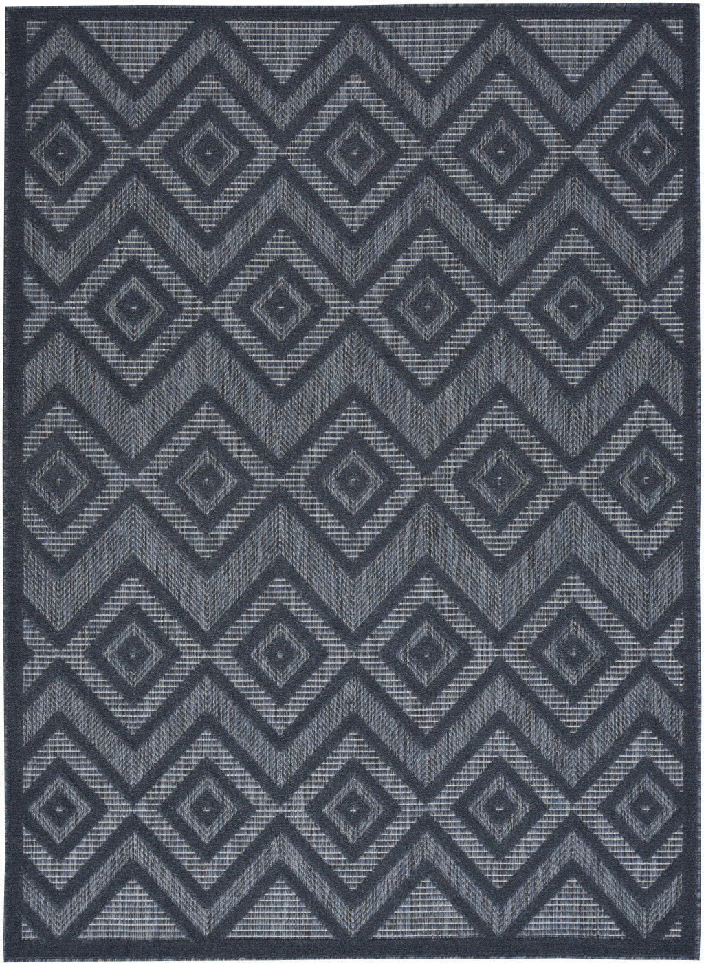 5' X 7' Navy Blue Argyle Indoor Outdoor Area Rug