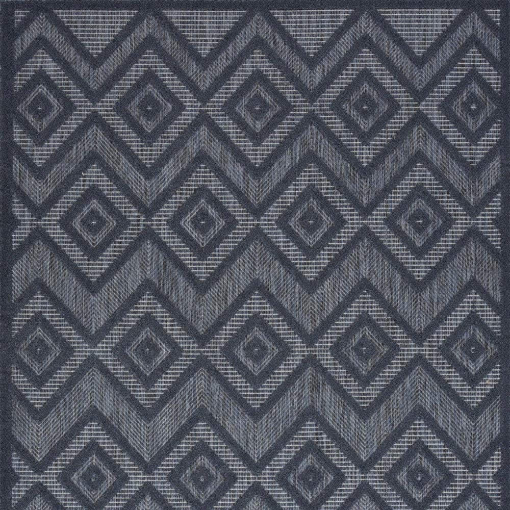 5' X 7' Navy Blue Argyle Indoor Outdoor Area Rug