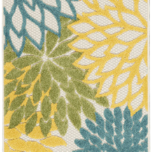 2' X 6' Turquoise Floral Non Skid Indoor Outdoor Runner Rug