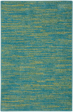 2' X 4' Blue And Green Striped Non Skid Indoor Outdoor Runner Rug