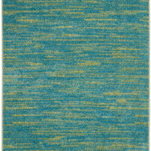 3' X 5' Blue And Green Striped Non Skid Indoor Outdoor Area Rug