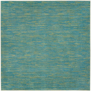 5' X 5' Blue And Green Square Striped Non Skid Indoor Outdoor Area Rug