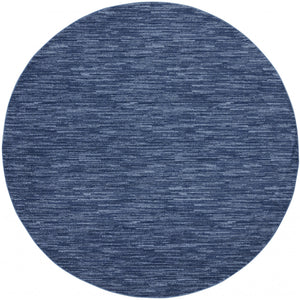6' X 6' Navy Blue Round Non Skid Indoor Outdoor Area Rug