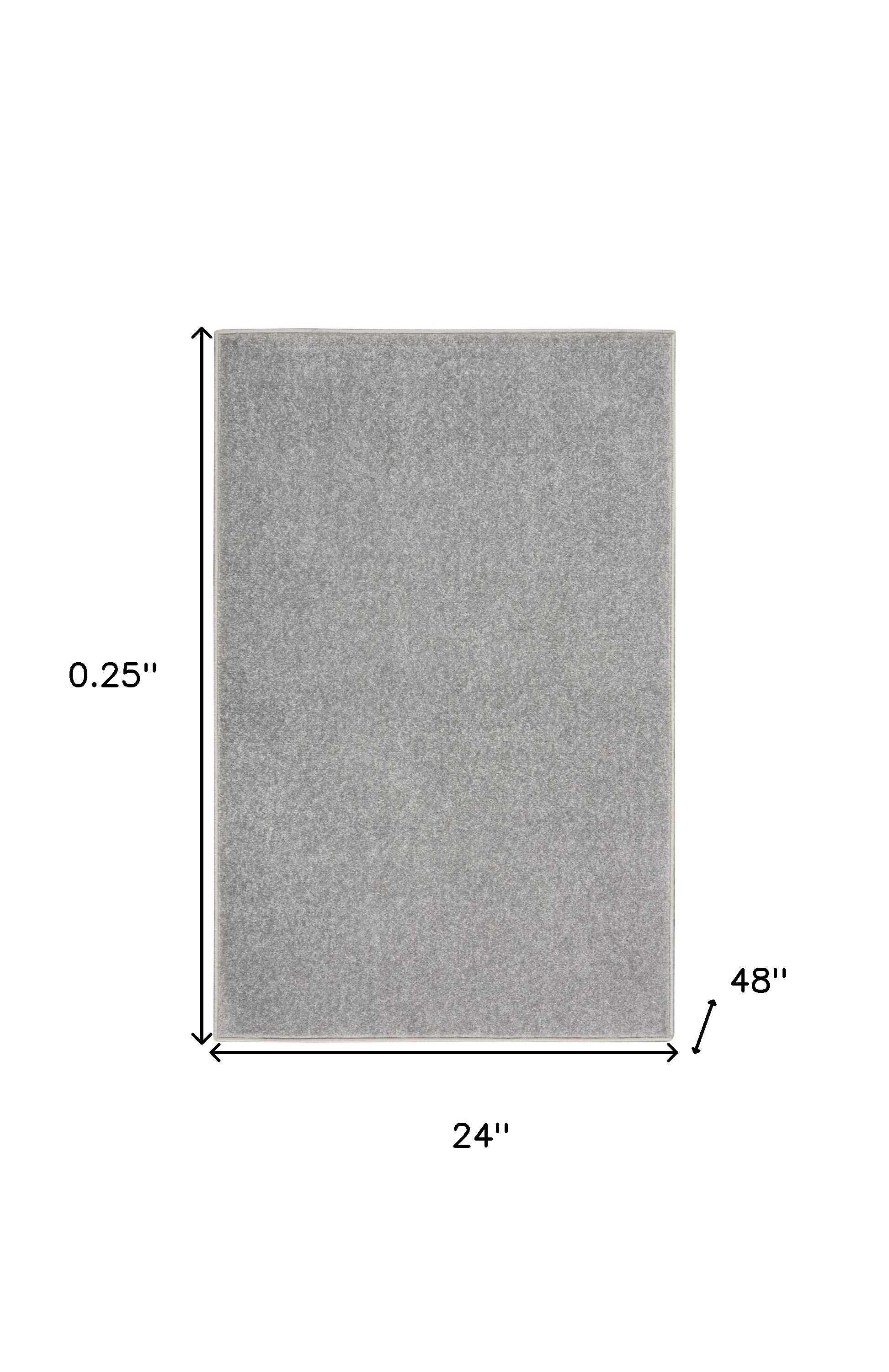 Silver Grey Non Skid Indoor Outdoor Runner Rug 2' X 4'