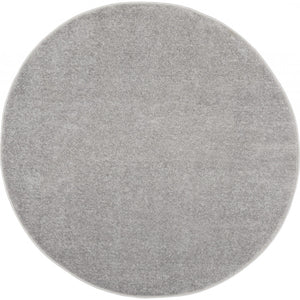 4' X 4' Silver Grey Round Non Skid Indoor Outdoor Area Rug
