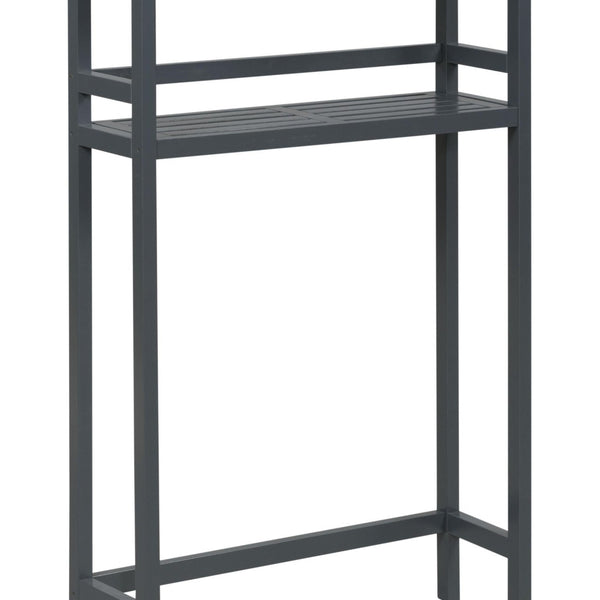 48" Graphite Finish 2 Tier Solid Wood Over Toilet Organizer