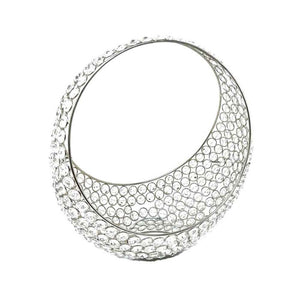 Silver and Faux Crystal Bling Ring Basket 13"