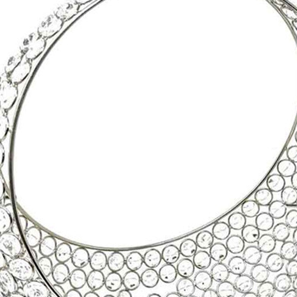 Silver and Faux Crystal Bling Ring Basket 13"