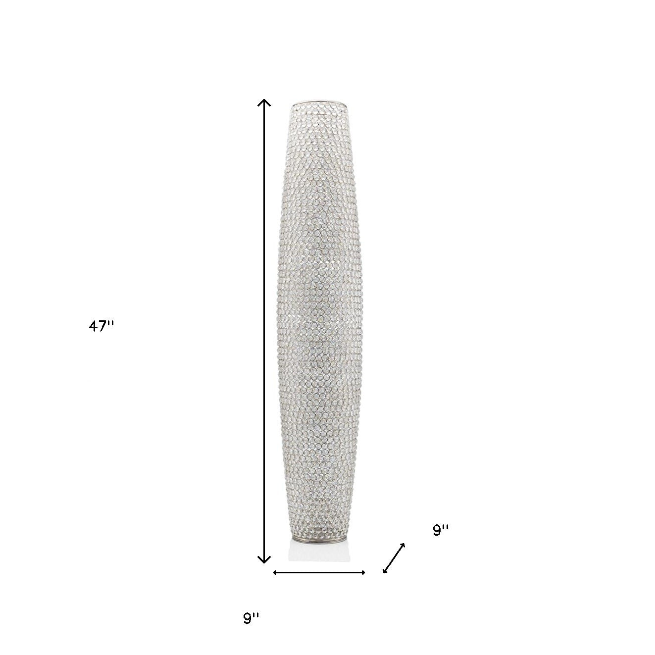 47" Bling Faux Crystal Beads Barrel Floor Vase