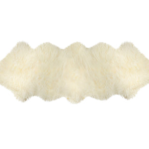 2' X 6' Ivory Wool Sheepskin Handmade Area Rug