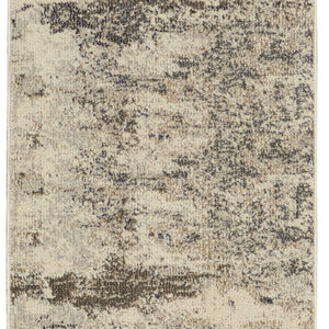 2' X 6' Ivory And Grey Abstract Power Loom Non Skid Runner Rug