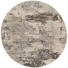 4' X 4' Ivory And Grey Round Abstract Power Loom Non Skid Area Rug