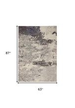 5' X 7' Ivory And Grey Abstract Power Loom Non Skid Area Rug