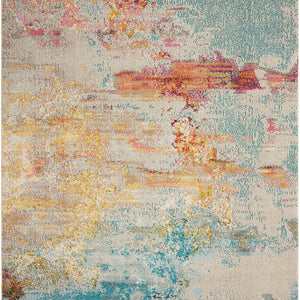 5' X 7' Sealife Abstract Power Loom Non Skid Area Rug