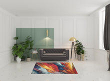 5' X 7' Burst Abstract Power Loom Non Skid Area Rug