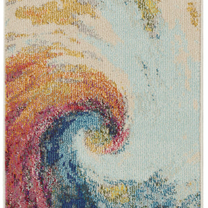 2' X 8' Wave Abstract Power Loom Non Skid Runner Rug