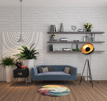 4' X 4' Wave Round Abstract Power Loom Non Skid Area Rug