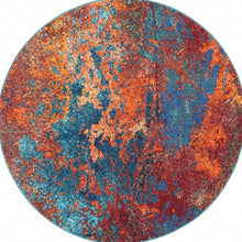 Atlantic Round Abstract Power Loom Non Skid Area Rug - 4' x 4'