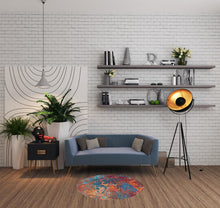 Atlantic Round Abstract Power Loom Non Skid Area Rug - 4' x 4'