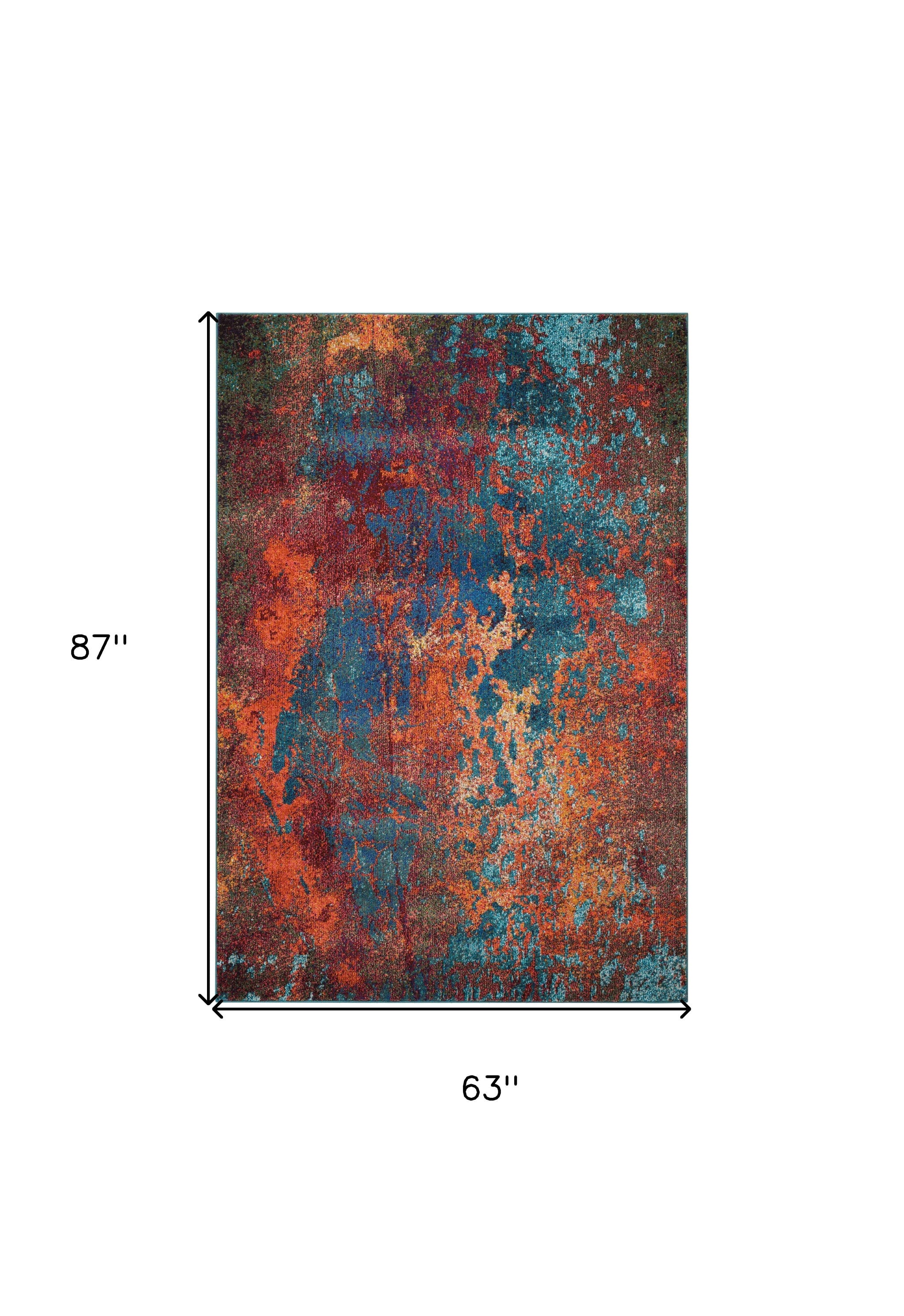 5' X 7' Atlantic Abstract Non Skid Area Rug
