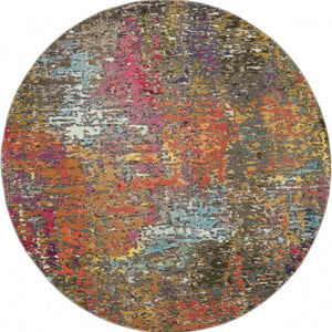 4' X 4' Sunset Abstract Power Loom Non Skid Area Rug