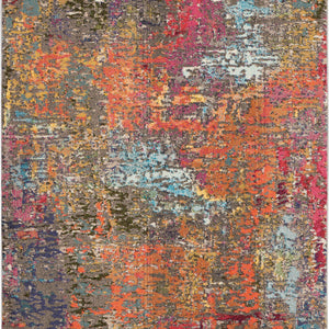5' X 7' Sunset Abstract Power Loom Non Skid Area Rug