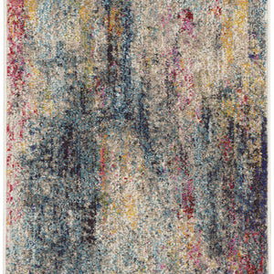 2' X 4' Blue And Beige Abstract Power Loom Non Skid Area Rug