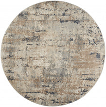 8 X 8' Beige And Grey Round Abstract Power Loom Non Skid Area Rug