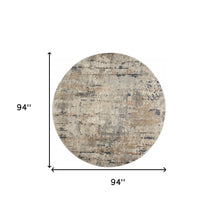8 X 8' Beige And Grey Round Abstract Power Loom Non Skid Area Rug