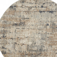 8 X 8' Beige And Grey Round Abstract Power Loom Non Skid Area Rug