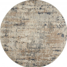 8 X 8' Beige And Grey Round Abstract Power Loom Non Skid Area Rug