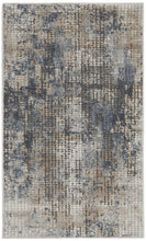 2' X 4' Blue And Beige Abstract Power Loom Distressed Non Skid Area Rug